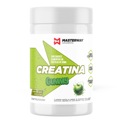 Creatina em Goma (60 gomas) - Masterway Suplementos - Maça Verde