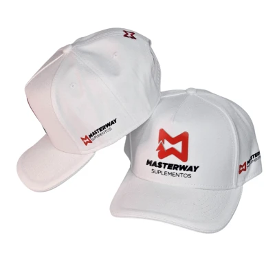 Boné Masterway - Branco c/ logo preta e vermelha
